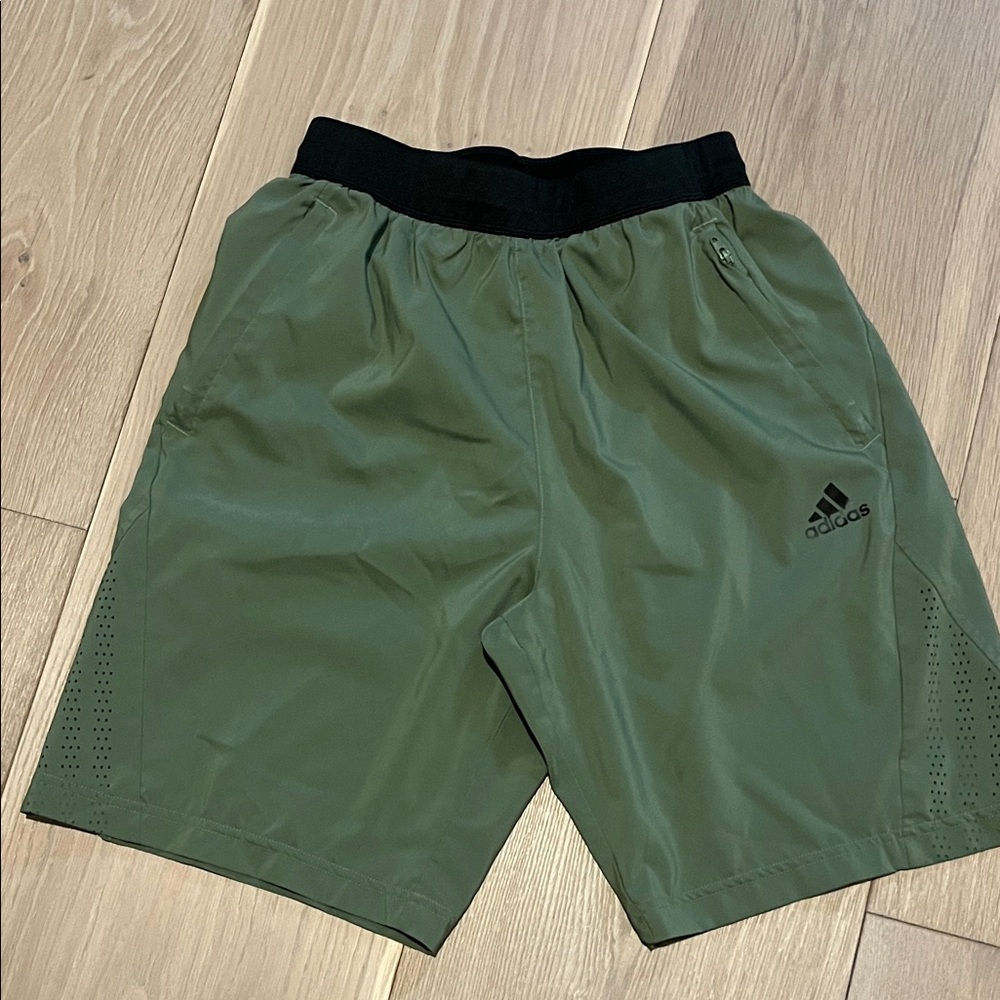 Adidas Men's Olive Green Athletic Shorts